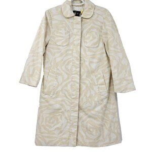 Marc Jacobs Zebra Print Longline Coat Jacket Yellow Beige & White Women's Size M